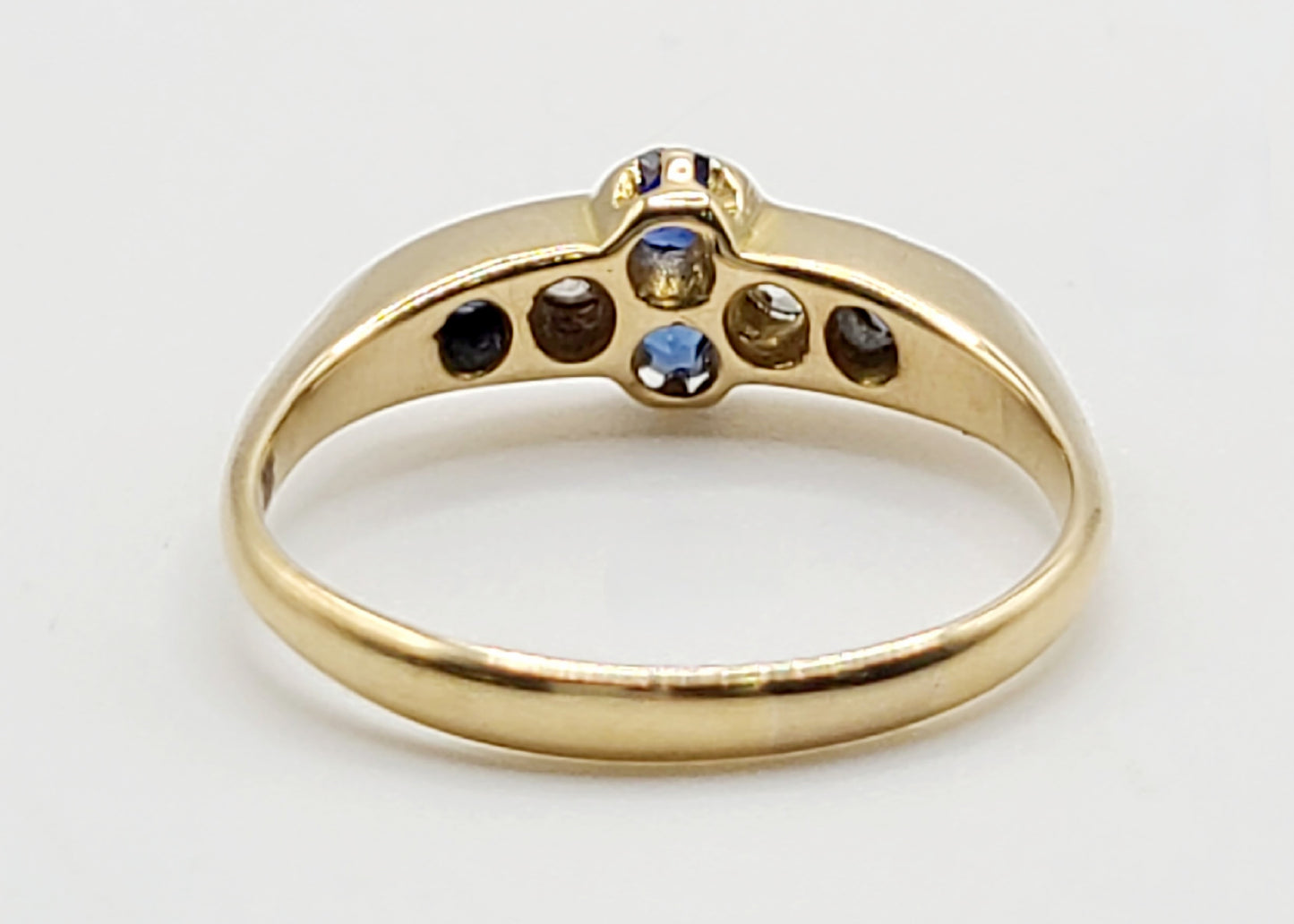 WW1 Period Rose Cut Sapphire Diamond 18ct Gold Ring