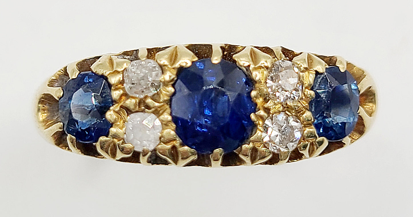 Victorian Sapphire & Diamond Ring c1880