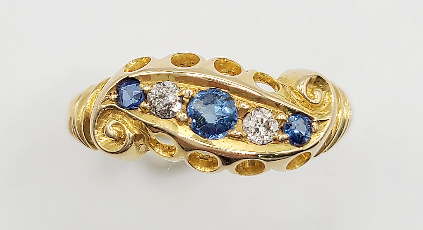 Edwardian Sapphire & Diamond 18ct Gold Ring