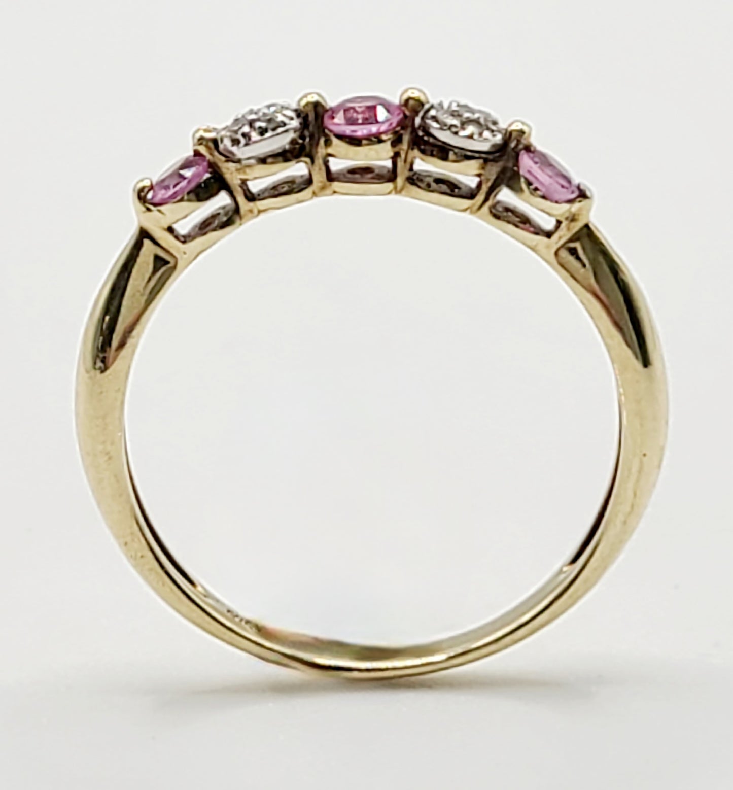 Pink Sapphire & Diamond Half Eternity Ring