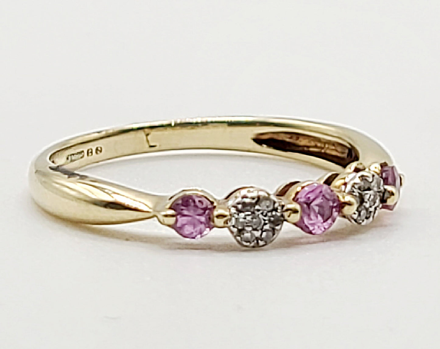 Pink Sapphire & Diamond Half Eternity Ring