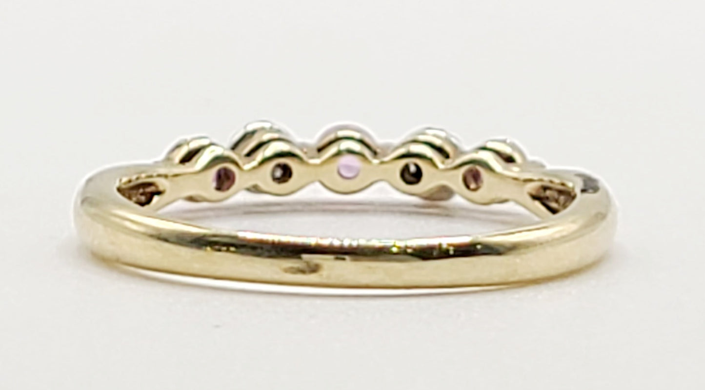 Pink Sapphire & Diamond Half Eternity Ring