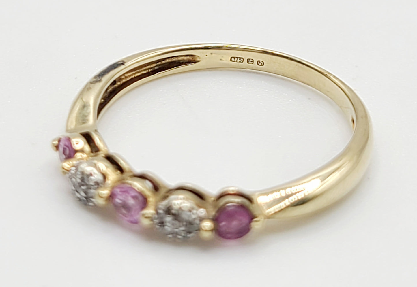 Pink Sapphire & Diamond Half Eternity Ring