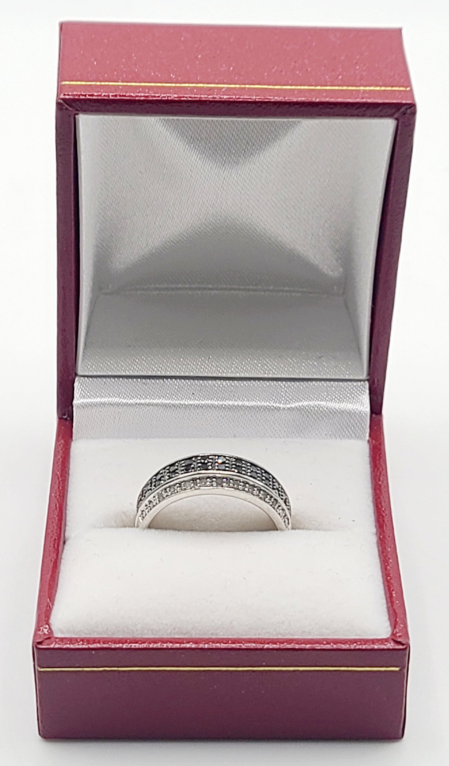 Black & White Diamond 9ct White Gold Band Ring