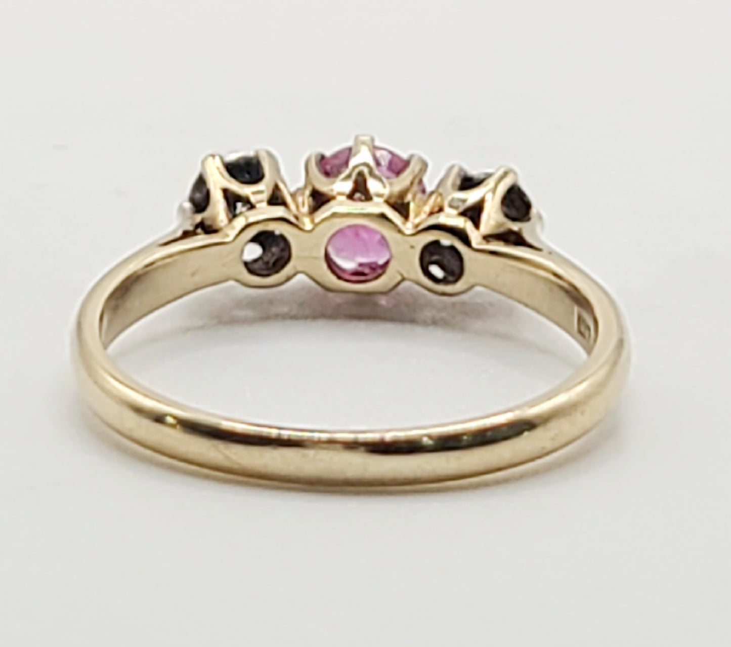 Art Deco Design Ruby & Diamond Trilogy Ring - size P1/2