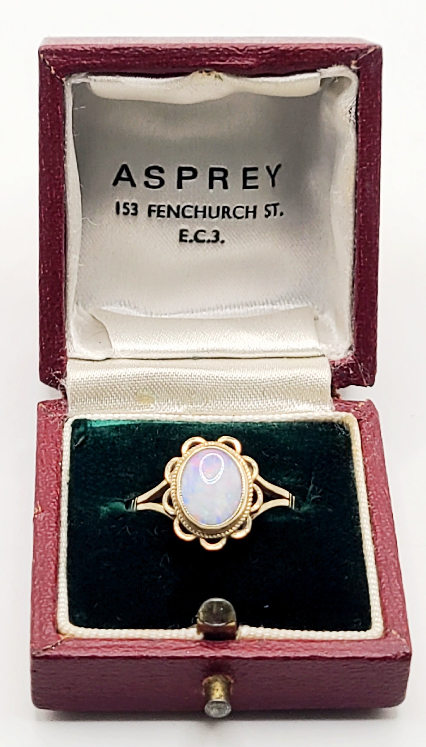 Asprey & Co Natural Opal on Hallmarked 9ct Gold Ring