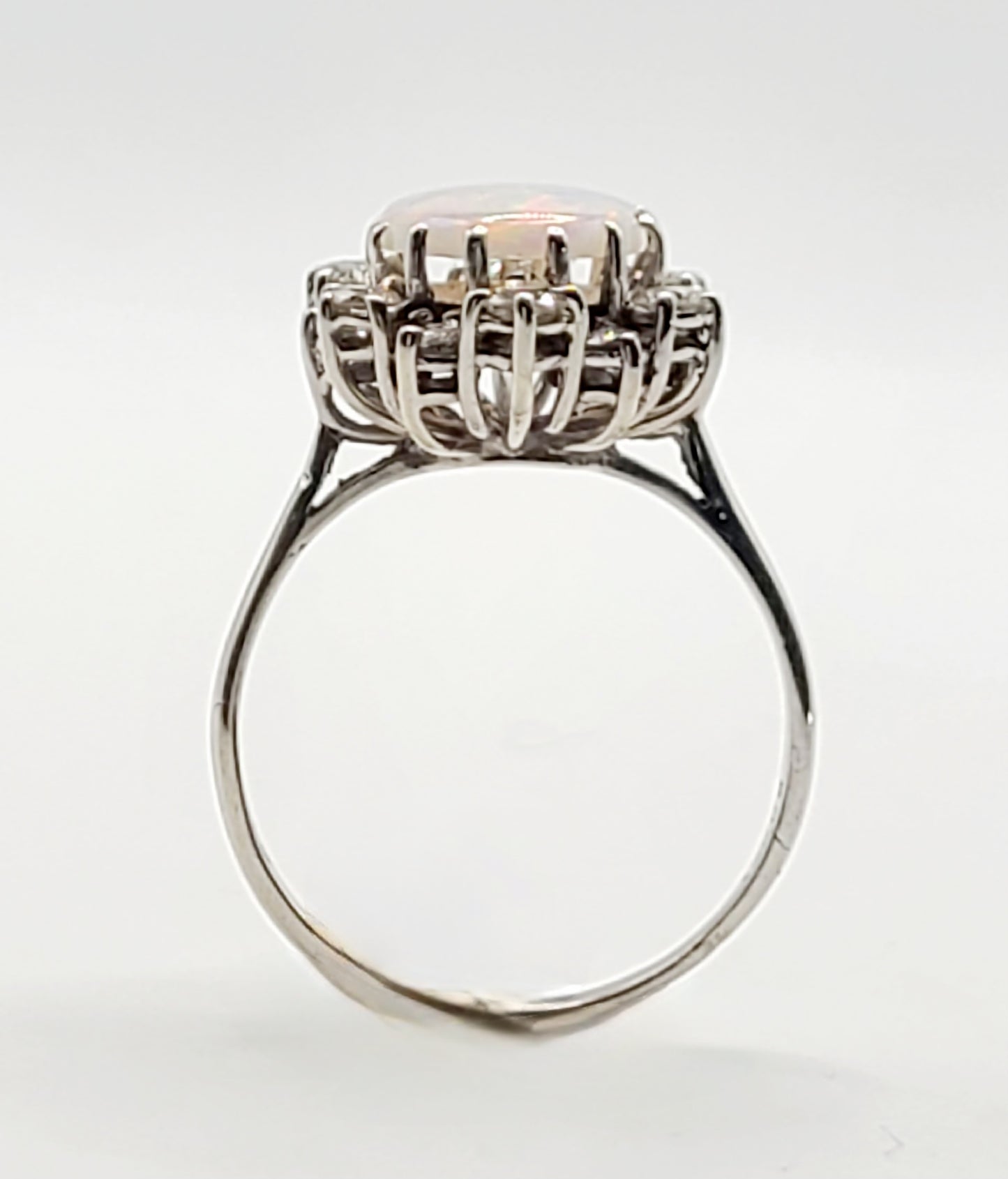 Opal 2ct & 0.5ct Diamond 18ct White Gold Cluster Ring