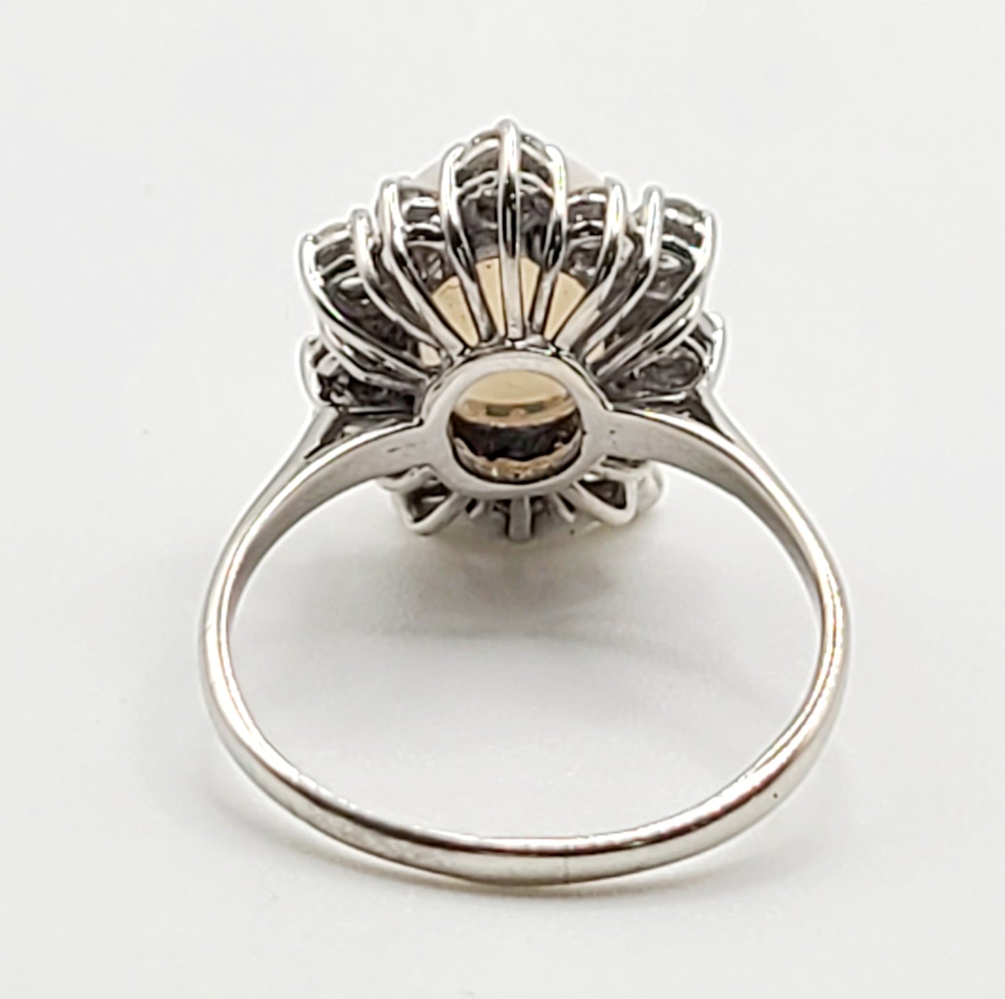 Opal 2ct & 0.5ct Diamond 18ct White Gold Cluster Ring