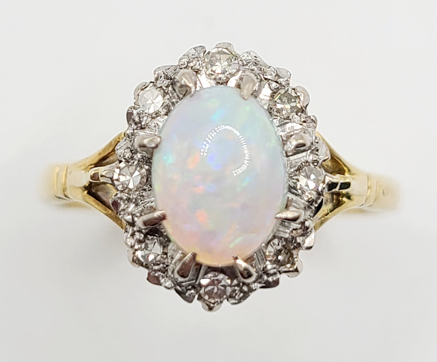 18ct Gold Opal & Diamond Cluster Ring