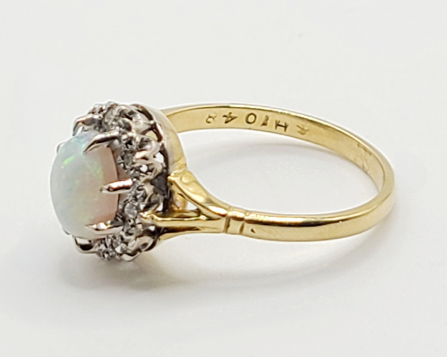 18ct Gold Opal & Diamond Cluster Ring