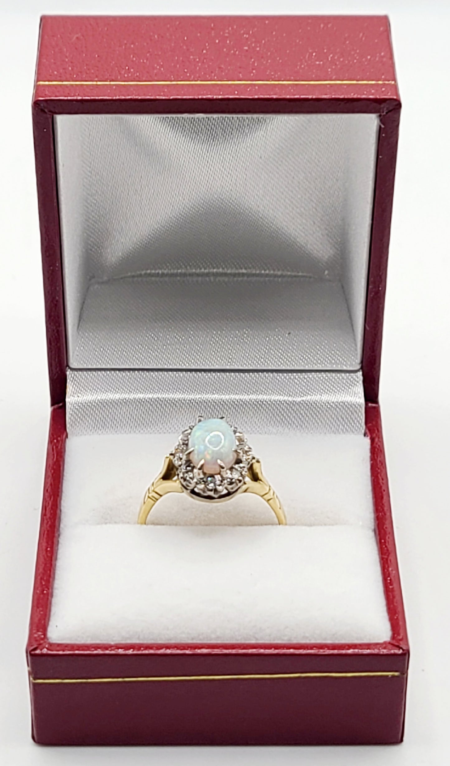 18ct Gold Opal & Diamond Cluster Ring