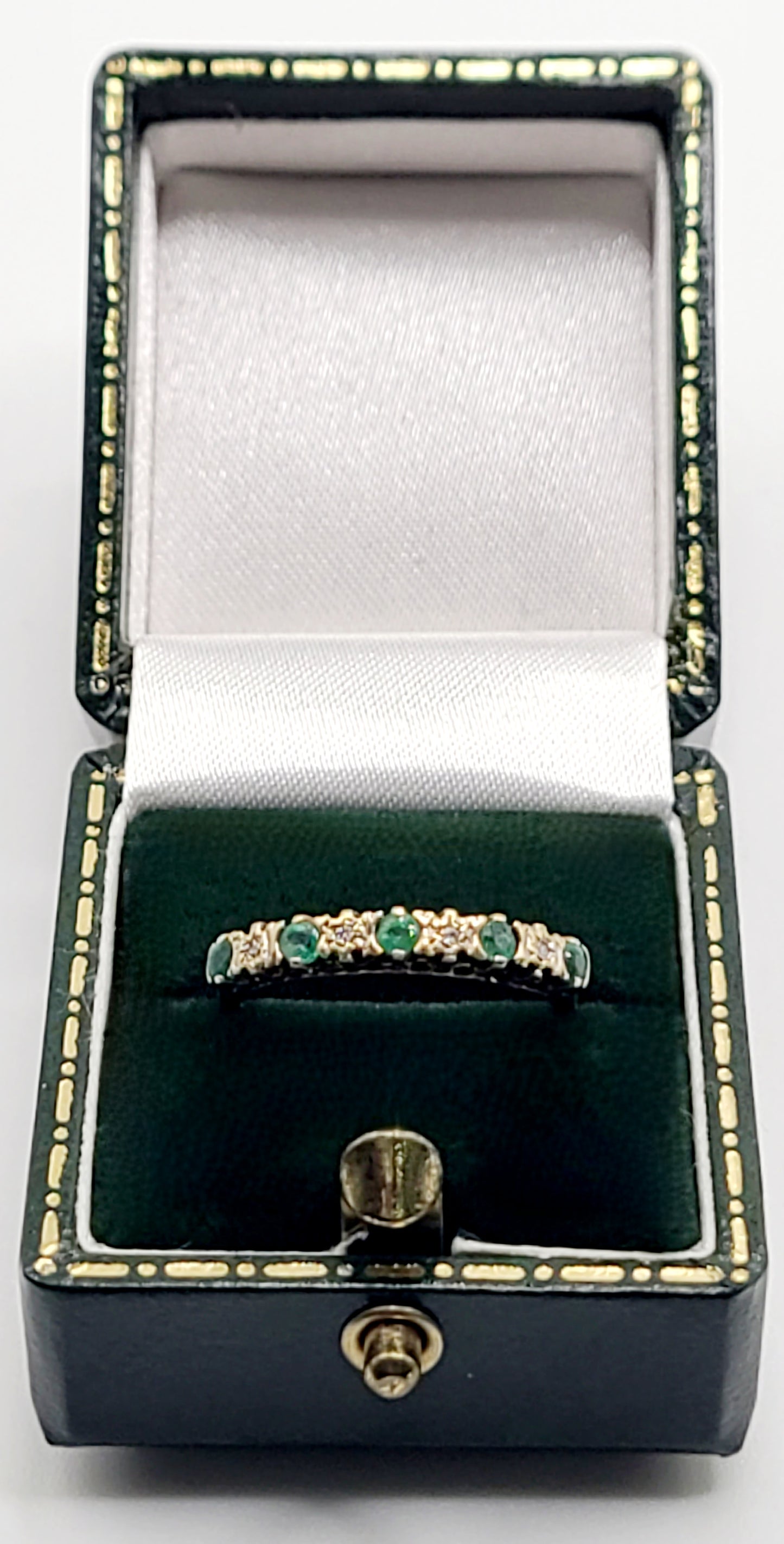 Emerald & Diamond Hallmarked 9ct Gold Half Eternity Ring