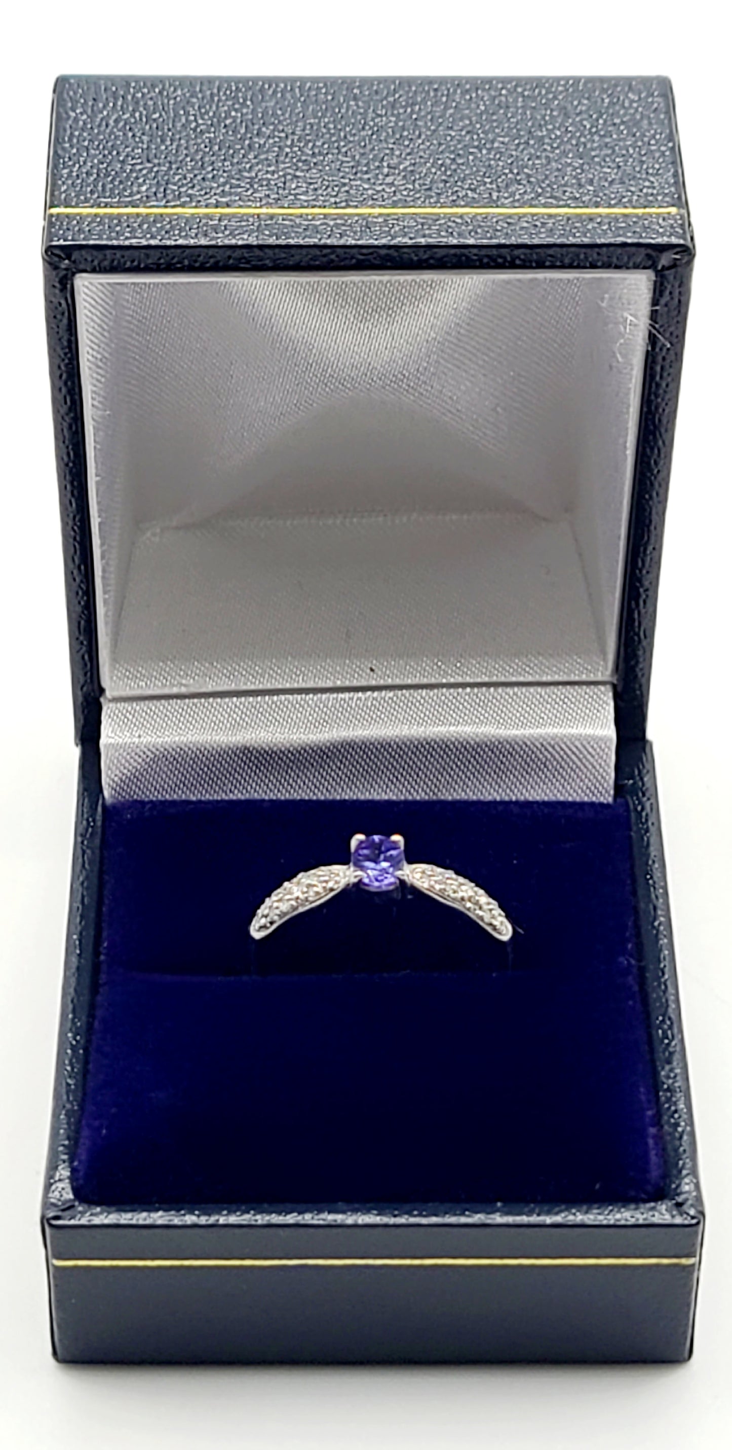 Tanzanite 9ct Gold Ring with Diamond Shoulders
