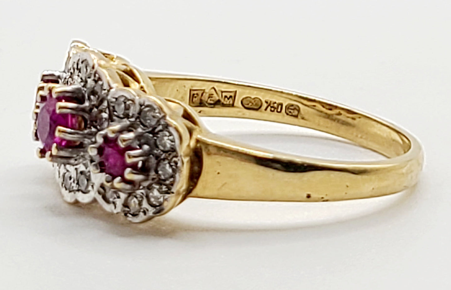 Ruby & Diamond Trilogy Ring on 18ct Gold band