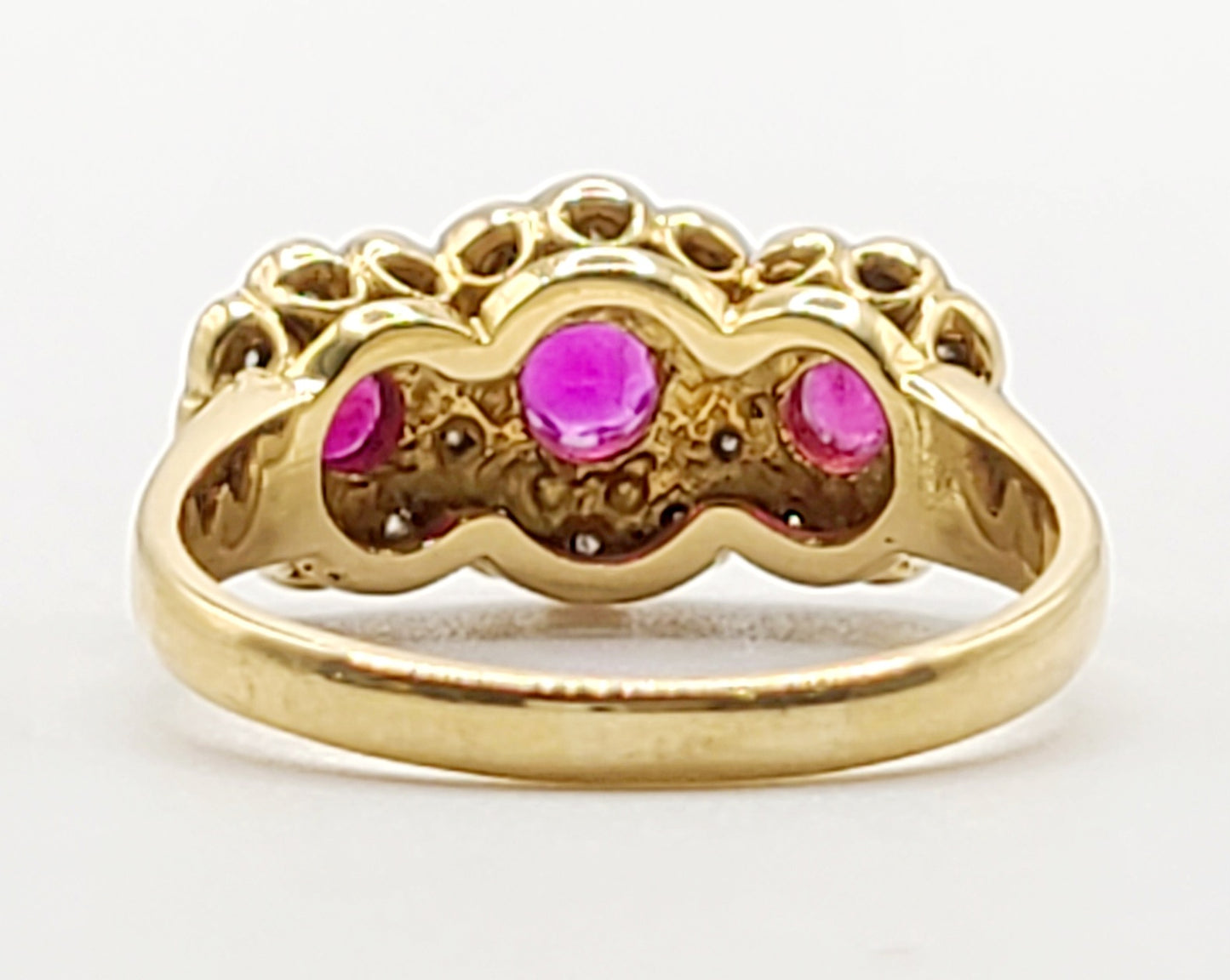 Ruby & Diamond Trilogy Ring on 18ct Gold band