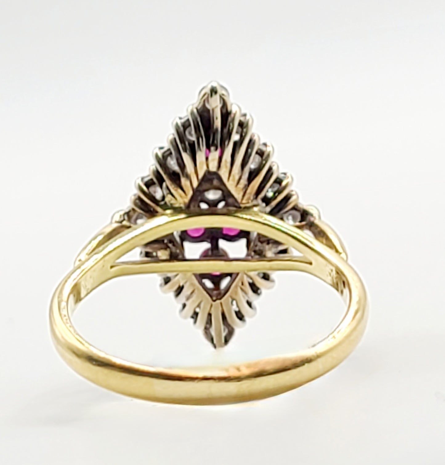 Edwardian 18ct Gold Ruby & Diamond Marquise Cluster Ring