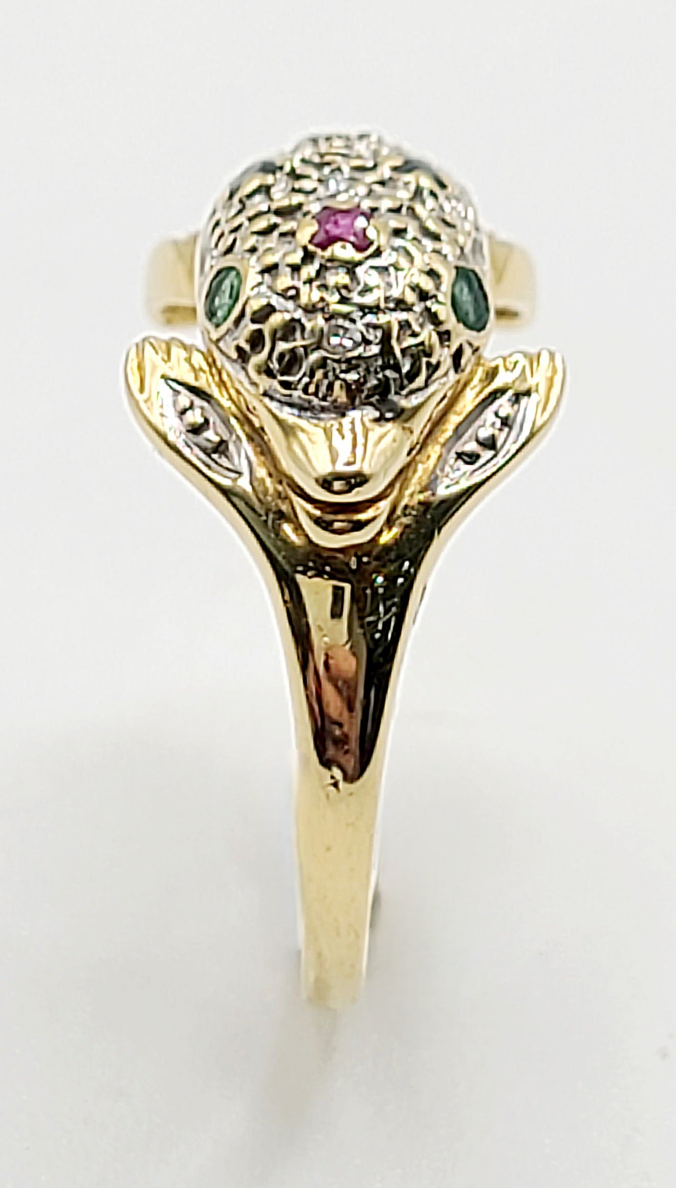Asprey Diamond, Emerald, Sapphire & Ruby Dolphin 9ct Gold Ring- Size M½