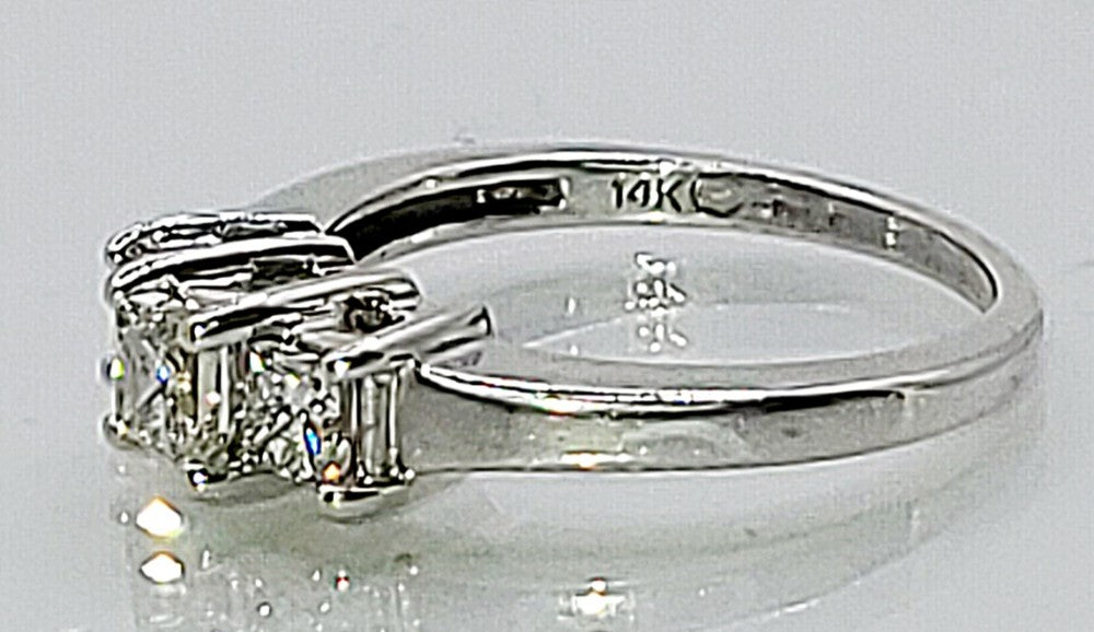 Princess Cut Diamond Trilogy 14ct White Gold Ring 0.82ct (Size M)