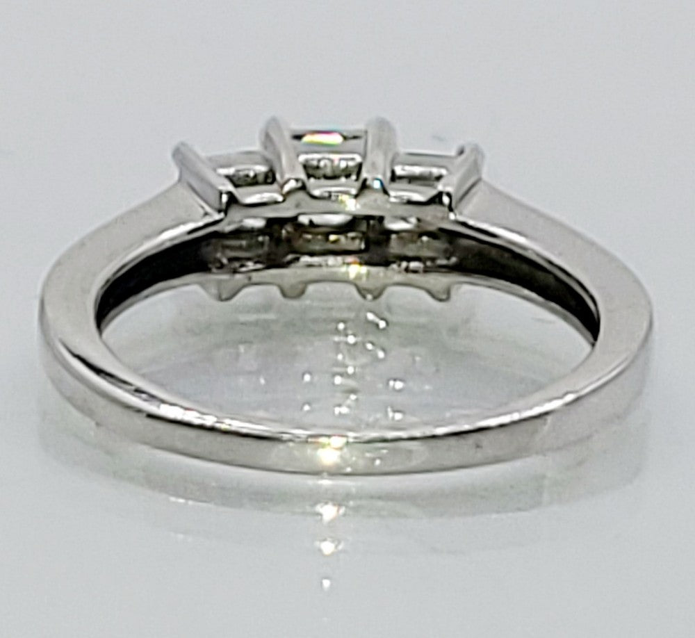 Princess Cut Diamond Trilogy 14ct White Gold Ring 0.82ct (Size M)