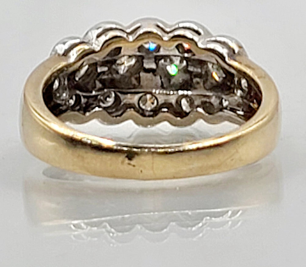 Diamond 1.6ct (x12 round x4 princess cut) White/Yellow 9ct Gold Ring (O1/2)