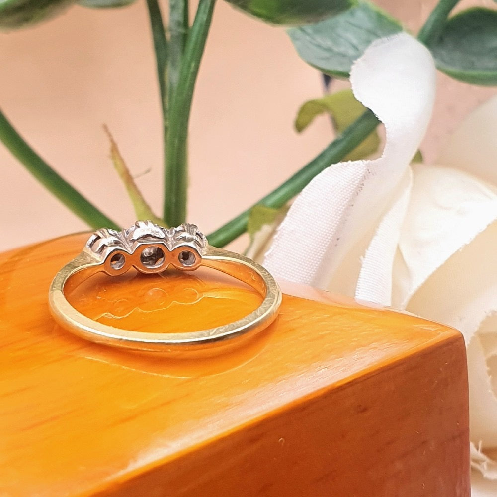 Art Deco Diamond, Platinum & 18ct Gold Trilogy Ring