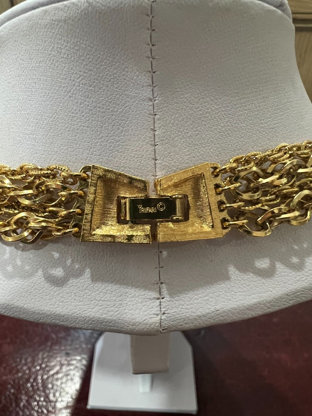 Trifari Gold Plated Long 4 Strand Chain Link Necklace