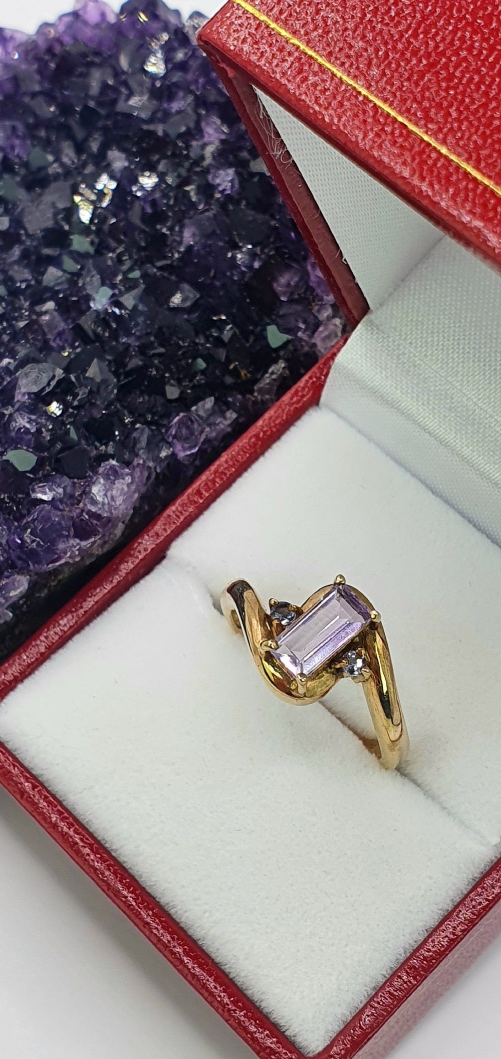 Baguette Cut Amethyst on 9ct Gold Ring