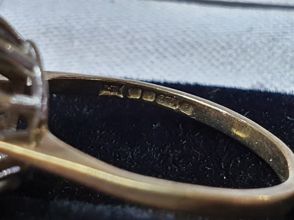 Vintage Amethyst & Diamond Halo Ring 9ct Gold