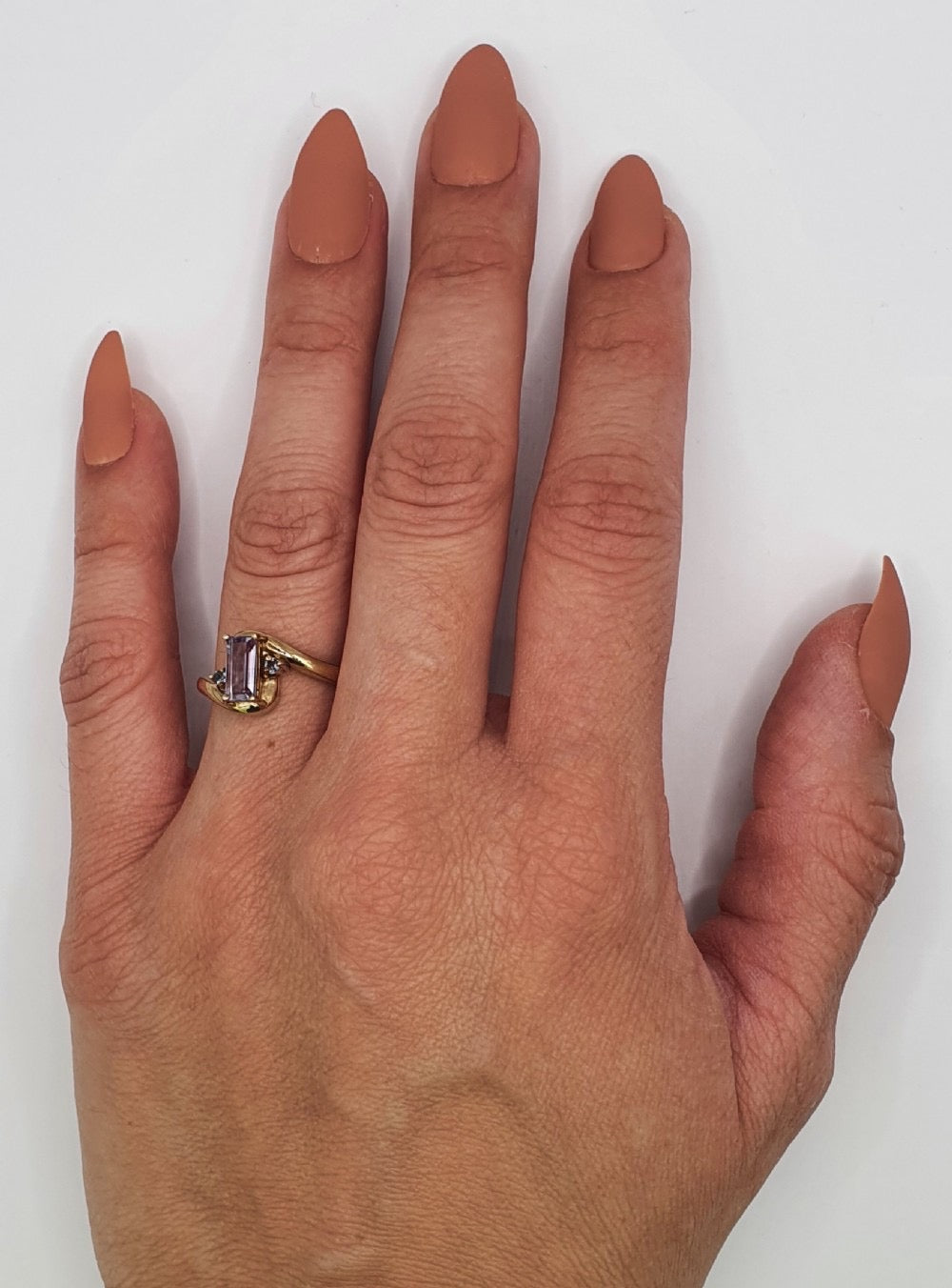 Baguette Cut Amethyst on 9ct Gold Ring