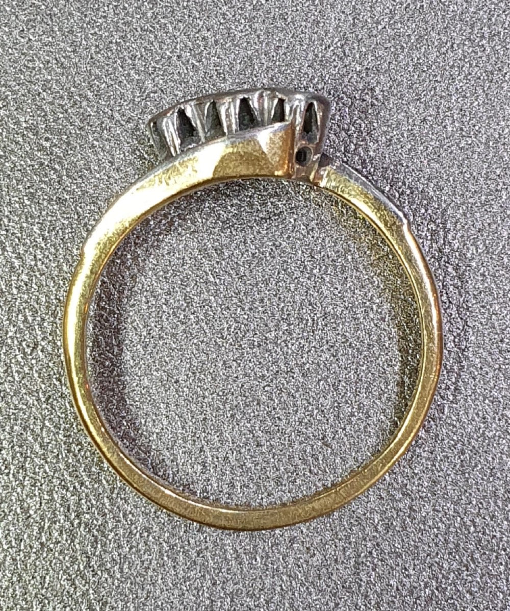 Art Deco 18ct Gold Platinum & Diamond Trilogy Wishbone Ring
