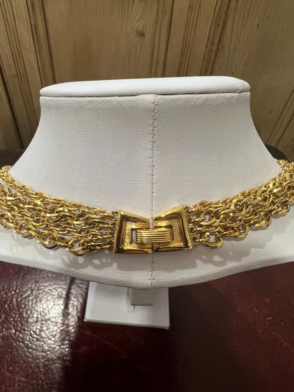 Trifari Gold Plated Long 4 Strand Chain Link Necklace
