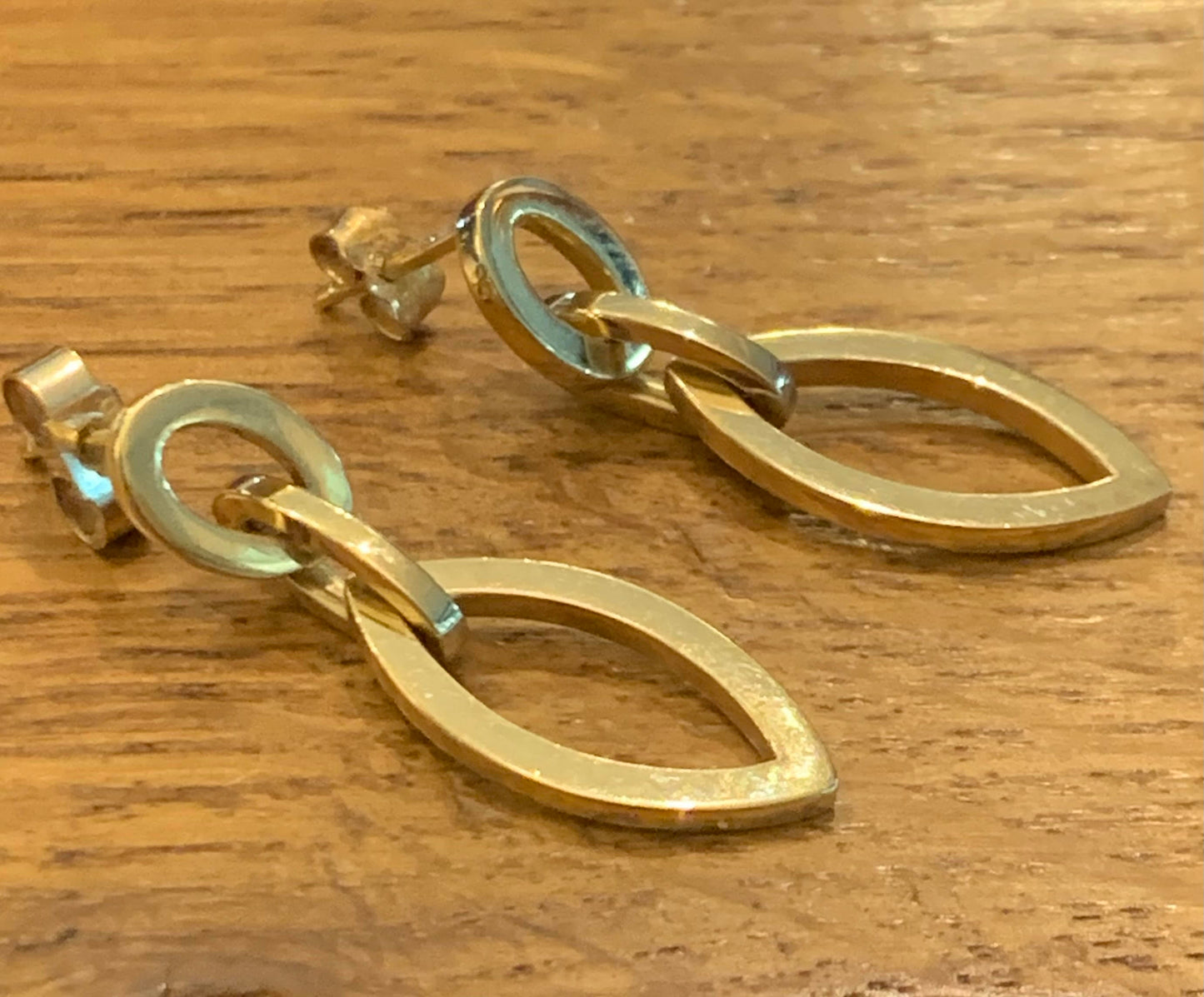 Pair of 9ct Gold Link Drop Earrings