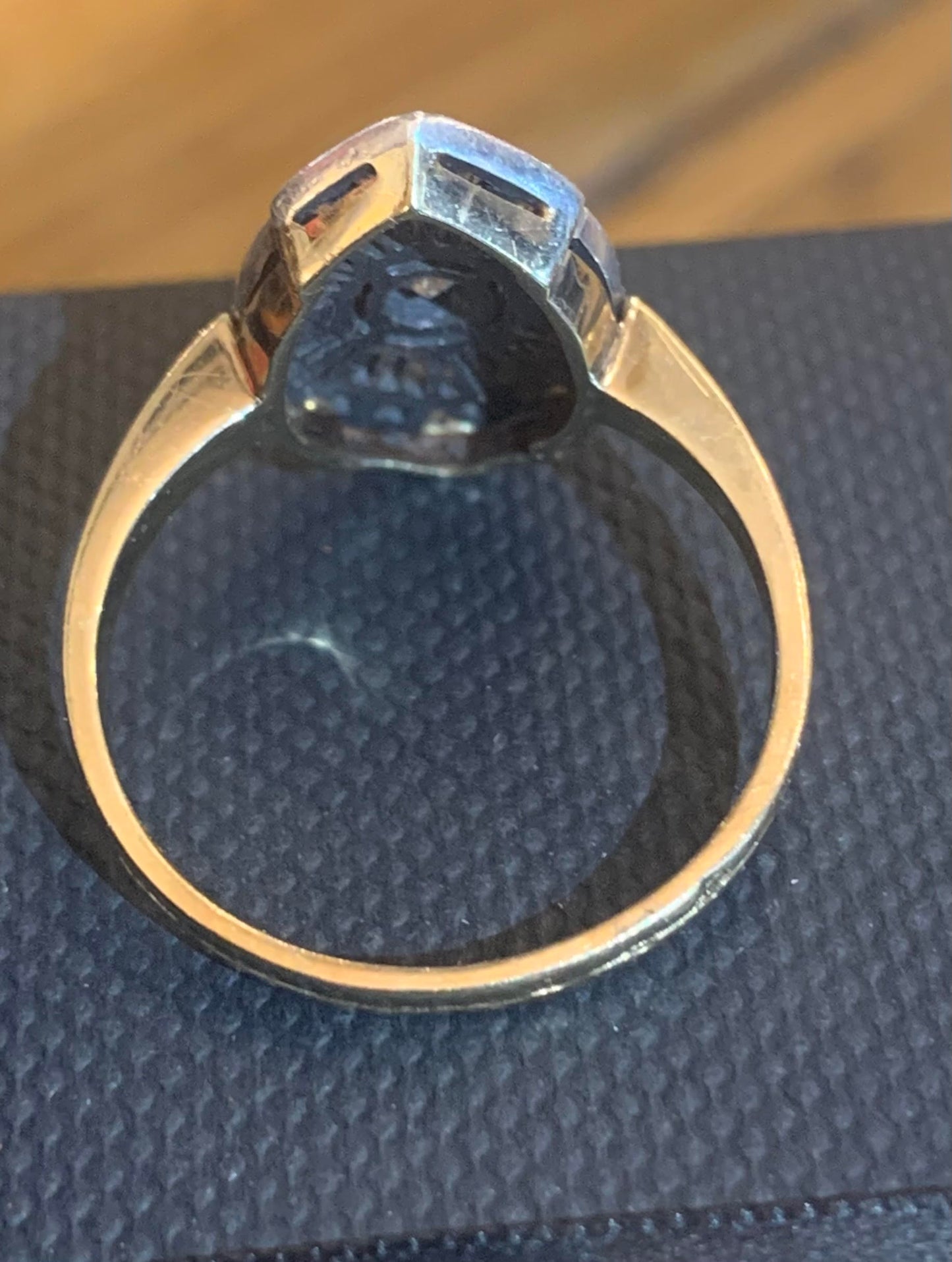 Antique Art Deco Diamond & Platinum 14ct Gold Cluster Ring - Size Q