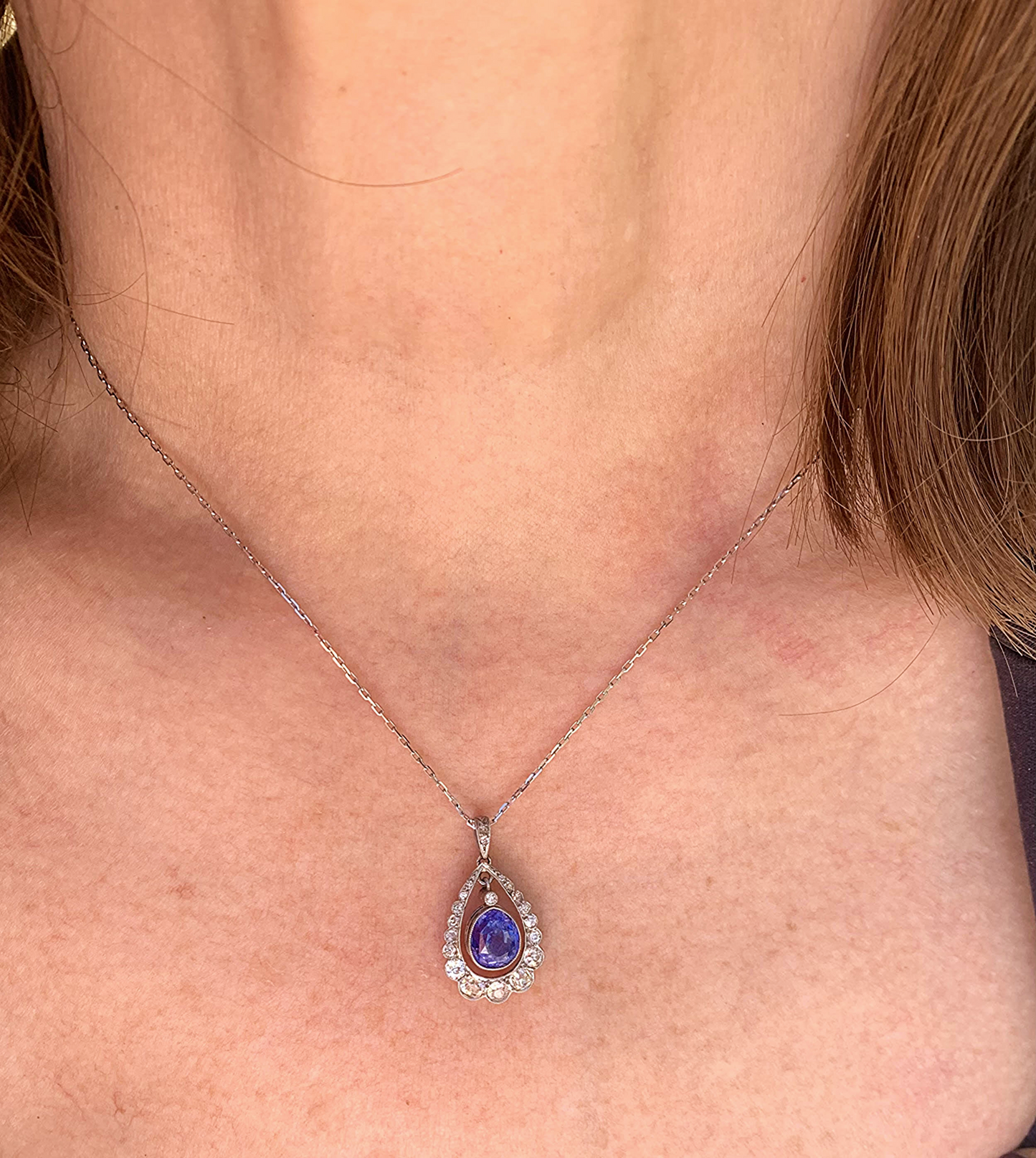Victorian Oval Cut Ceylon Sapphire Pendant
