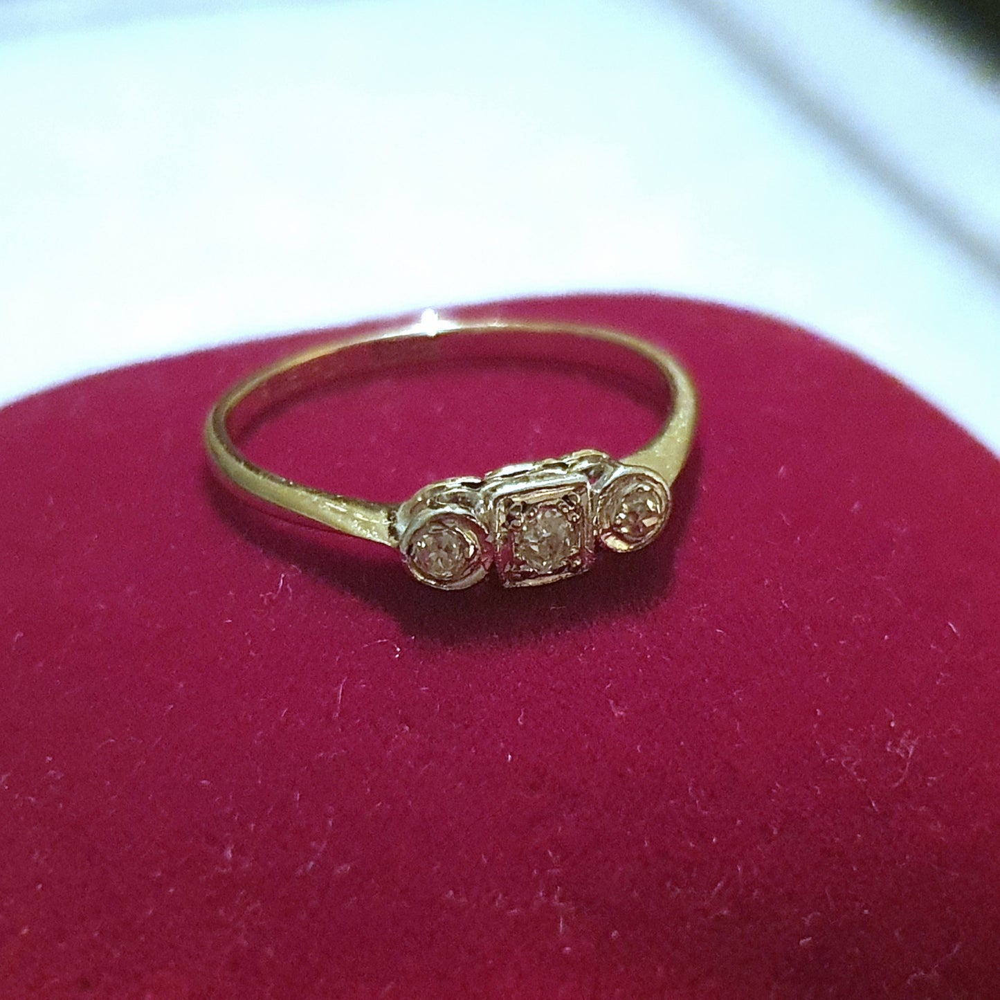 Art Deco Platinum Diamond Geometric 18ct Gold Ring