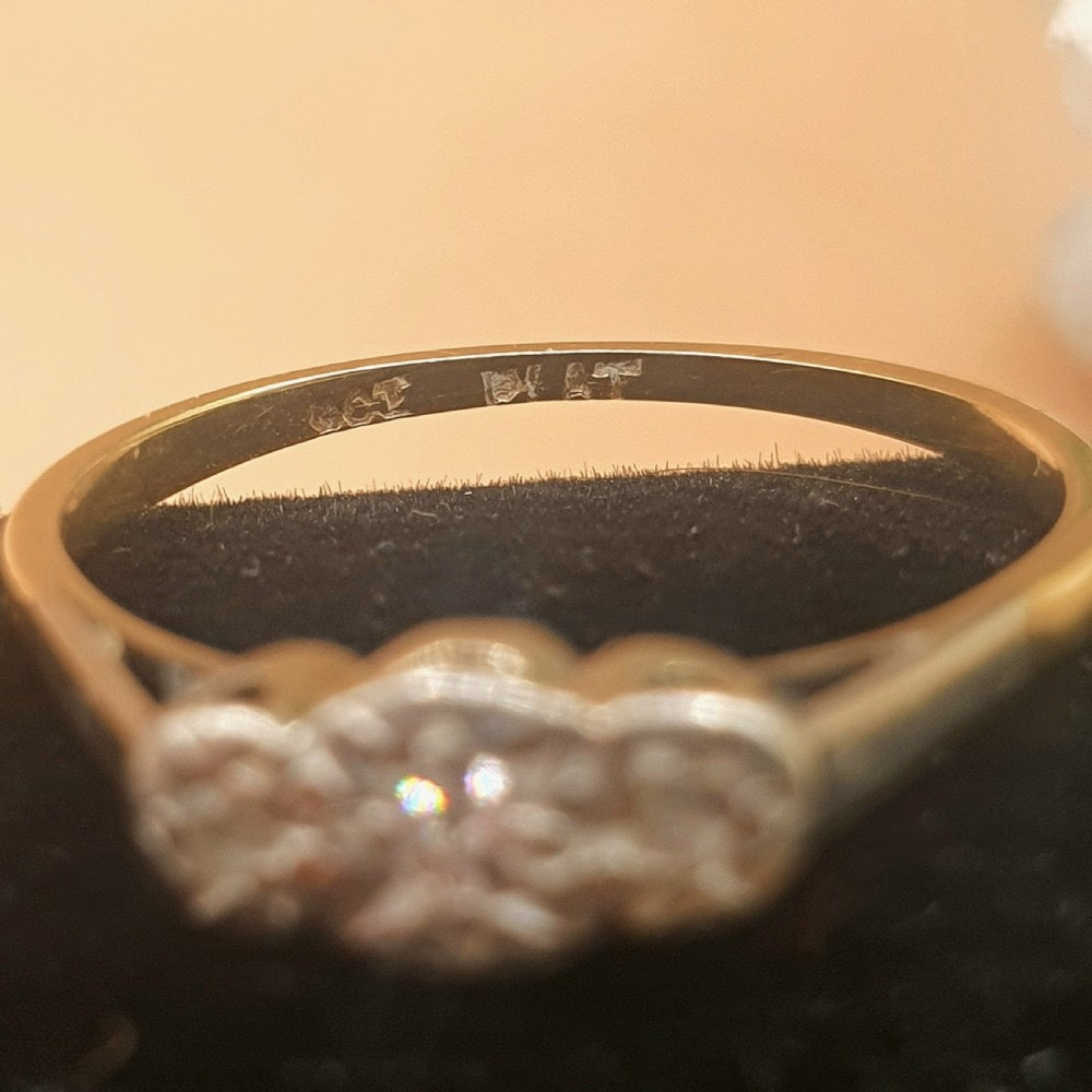 Art Deco Diamond & Platinum 9ct Gold Trilogy Ring