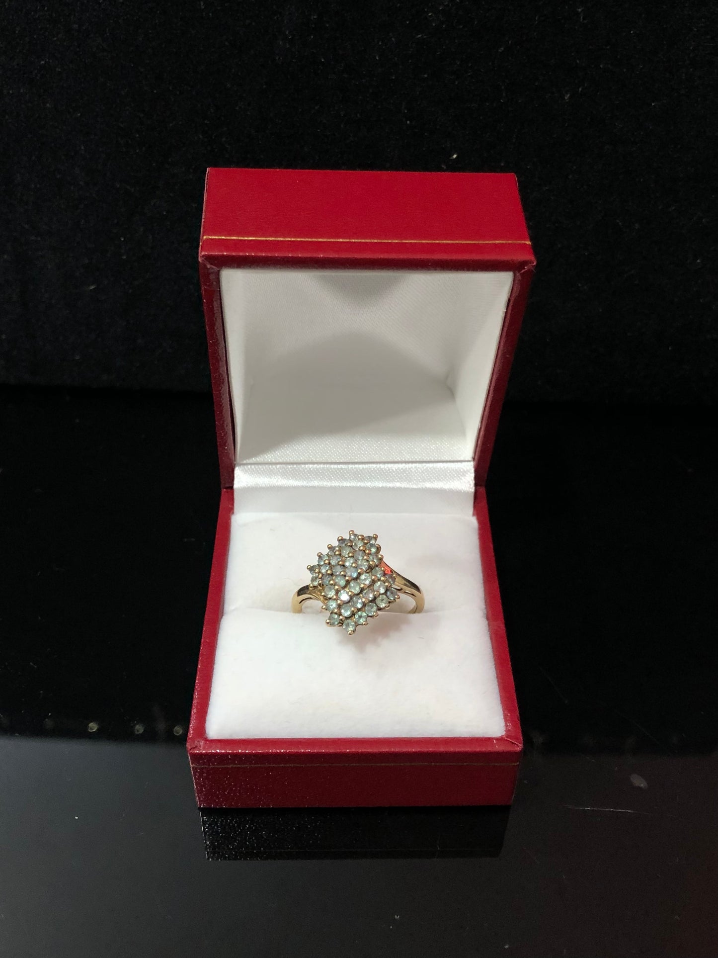 Tourmaline cluster set into 9ct gold ring
