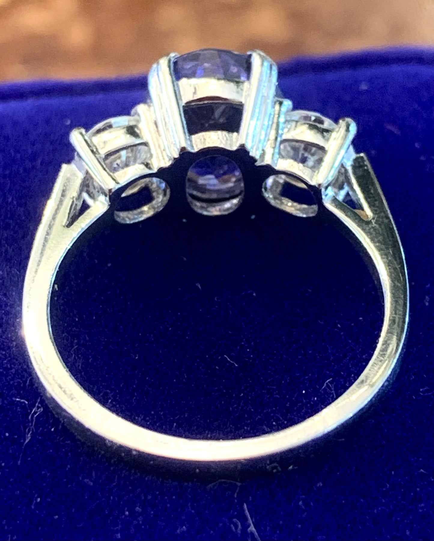 Stunning Tanzanite & Platinum Trilogy Ring - Size M