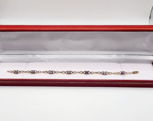 9ct Gold Amethyst Bracelet