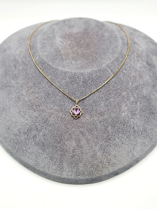 Amethyst Pendant on 9ct Gold Chain