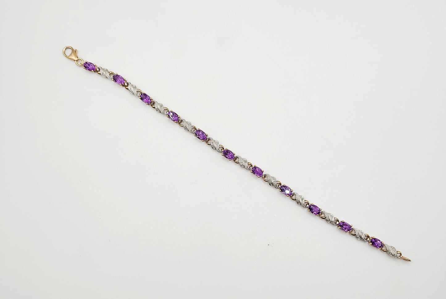 9ct Gold Amethyst Diamond Bracelet