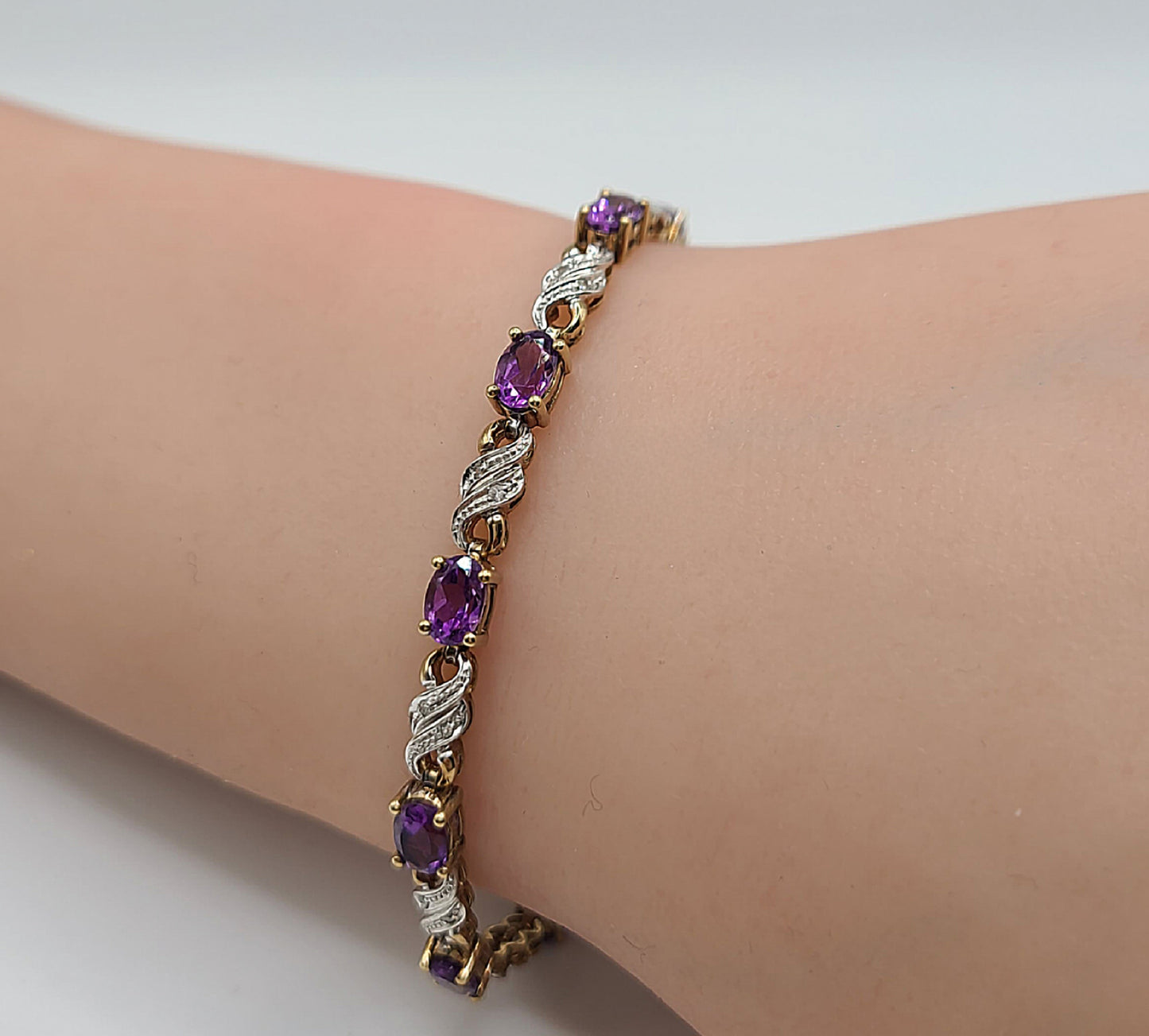 9ct Gold Amethyst Diamond Bracelet