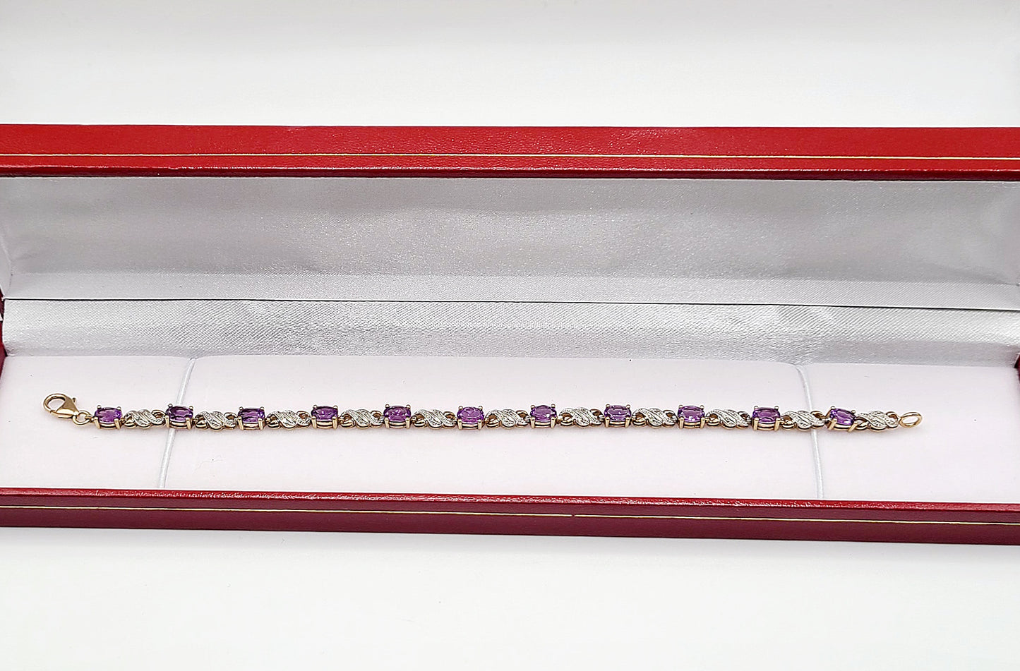 9ct Gold Amethyst Diamond Bracelet