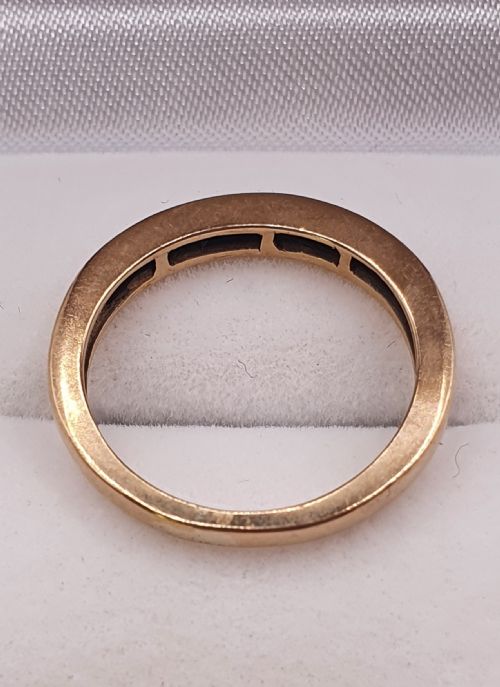 Vintage channel set Sapphire & Diamond 9ct Gold Half Eternity ring Size M