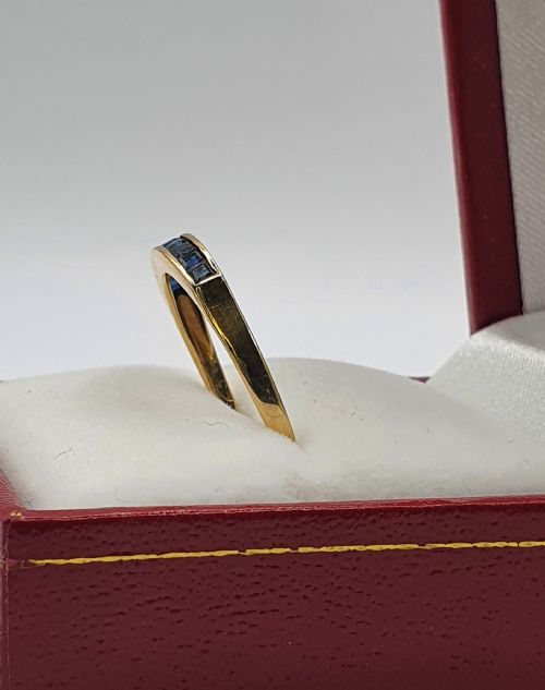 Princess Sapphires in Channel Setting on 14ct Yellow Gold Half Eternity Ring Size R