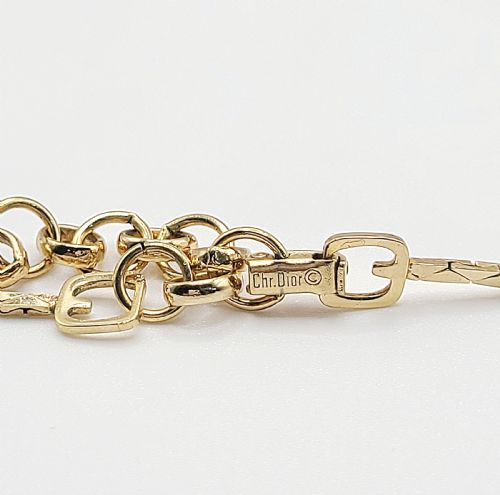 Dior Art Deco Inspired Gold Plated Triangle Pendant Necklace