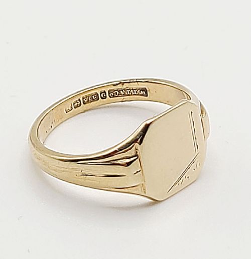 Art-Deco 9ct Gold Signet Ring (T1/2)