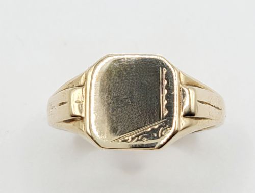 Art-Deco 9ct Gold Signet Ring (T1/2)