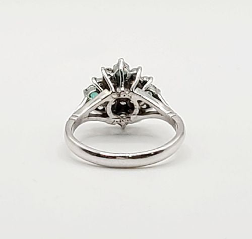 Emerald & Diamond Cluster on 9ct White Gold Ring (M1/2)