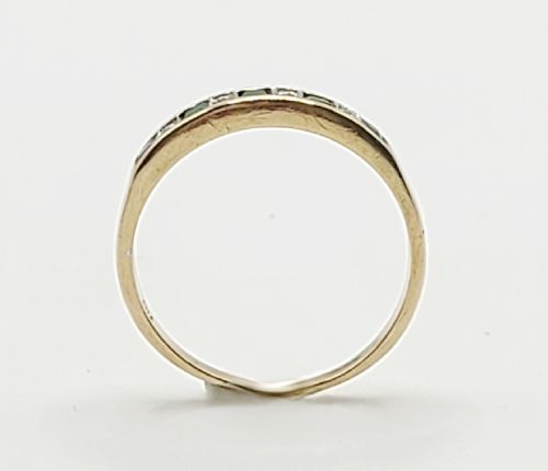 Emerald & Diamond Half Eternity Ring 9ct Gold (M1/2)